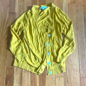 Loft extra small 4 button mustard cardigan sweater